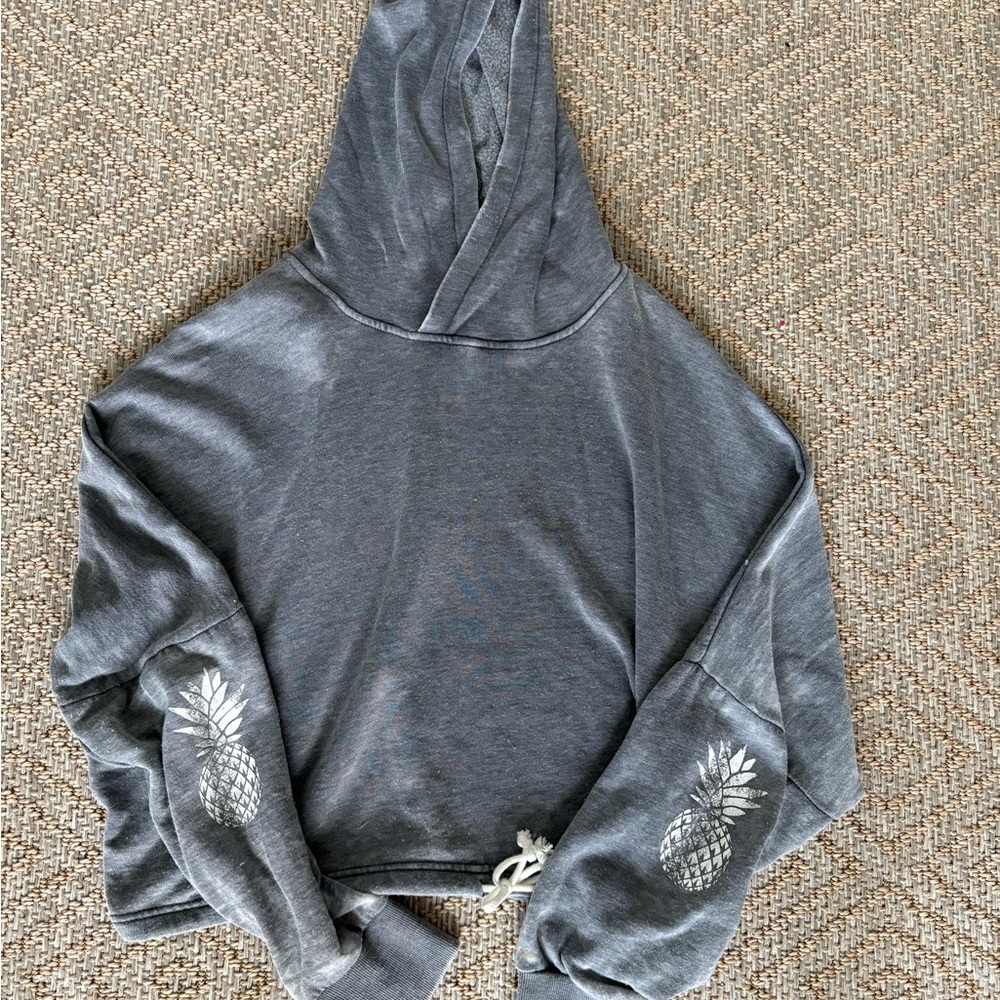 O'Neill Gray Graphic Crop Hoodie
